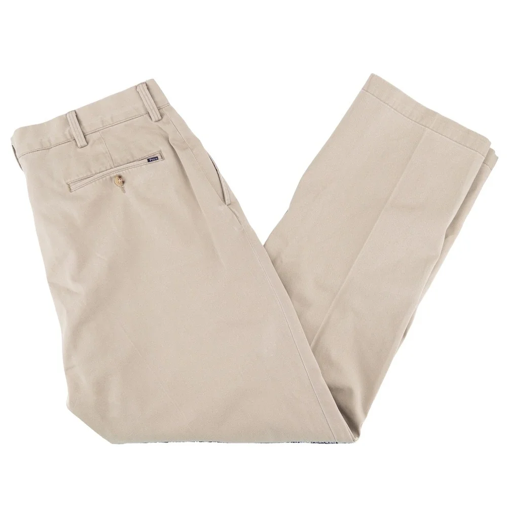 Polo Ralph Lauren Mens 38x32 Relaxed Fit Chino Pants Tan Cotton Khaki Preppy